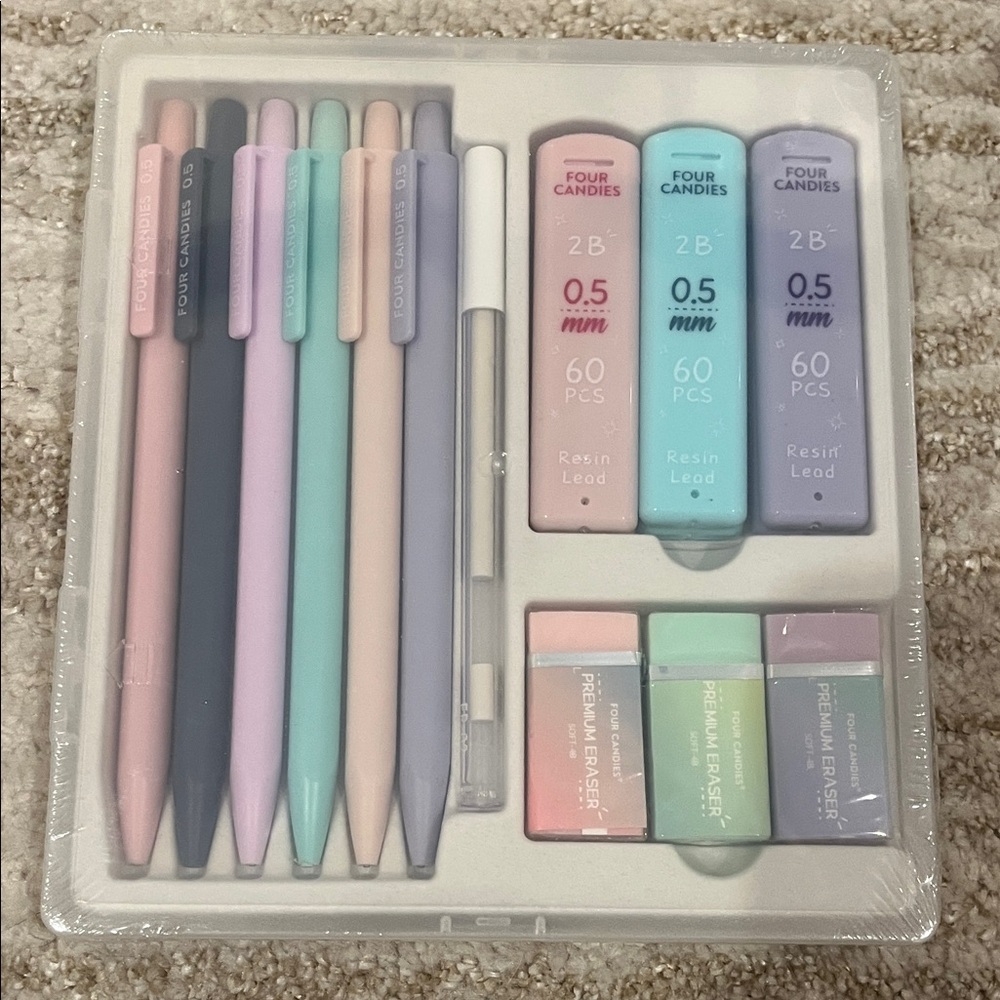 Pastel Mechanical Pencil and Eraser Set